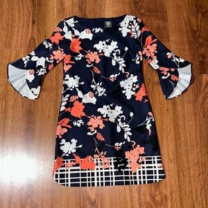 Vince Camuto Women’s 4 Floral 3/4 Bell Sleeve Boat Neck Midi Dress